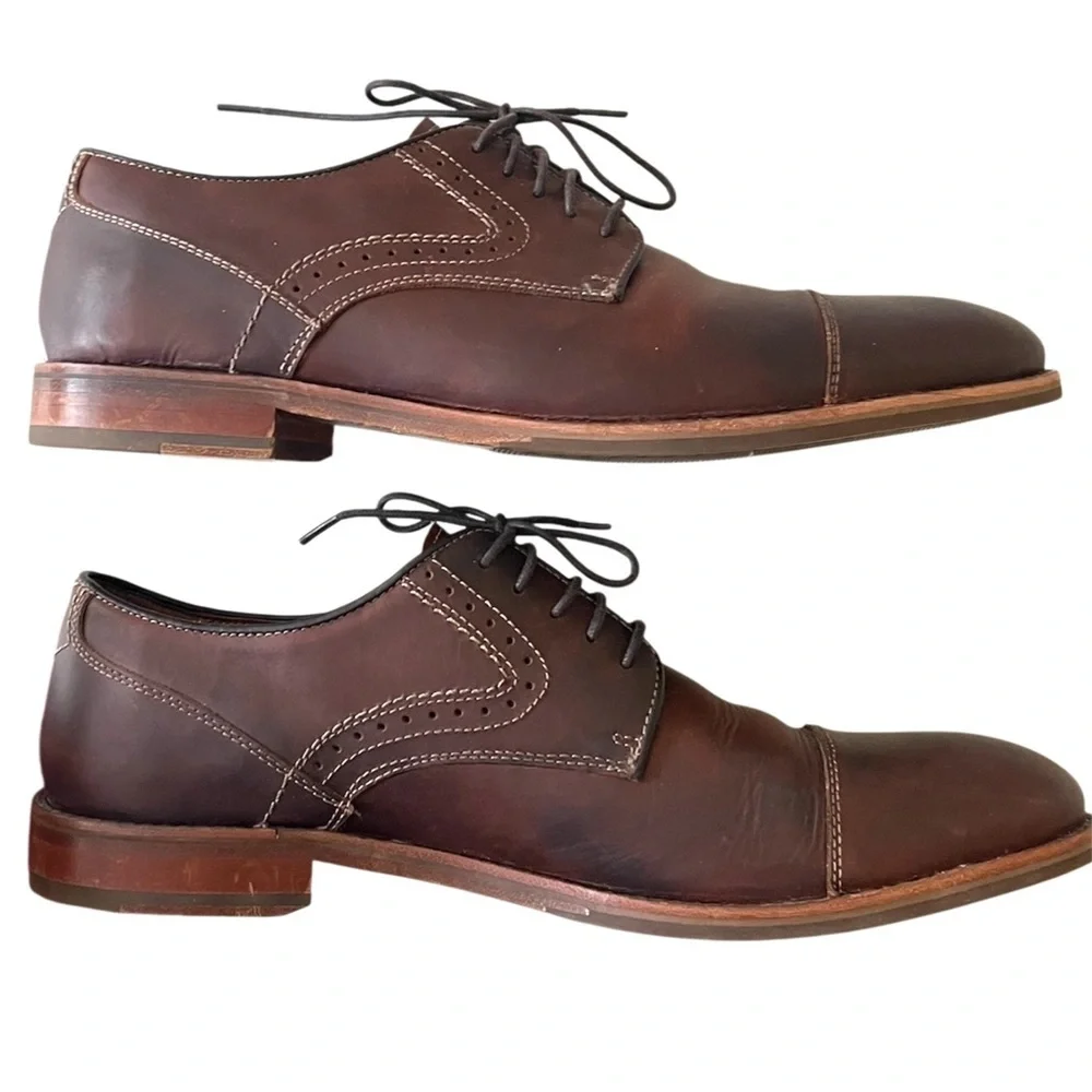 Johnson & Murphy Sz 10M Cap Toe Brown Leather Men's Dress Shoes Preppy Academia